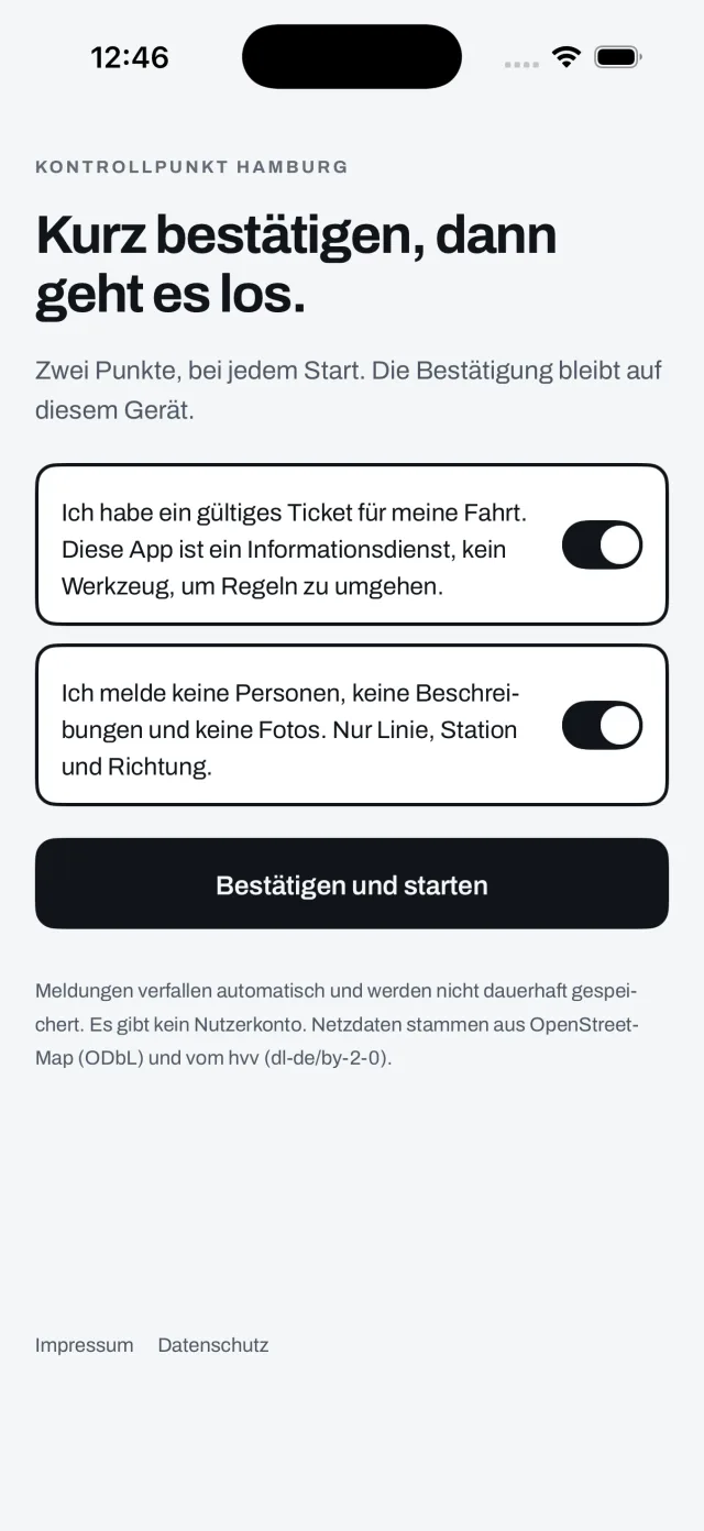 Kontrollpunkt, Zwei Sätze vor dem Start